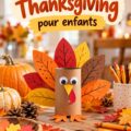Projets créatifs de Thanksgiving pour les enfants avec des décorations colorées sur une table