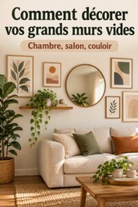 Un mur décoré avec des tableaux et des éléments artistiques, représentant une atmosphère chaleureuse.