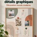 Tableau magnétique minimaliste avec des détails graphiques modernes en décoration intérieure.