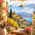 Peinture à l'huile représentant un paysage naturel aux couleurs vives