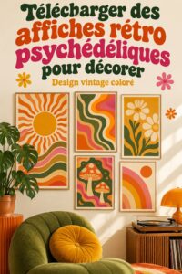 Affiches rétro psychédéliques colorées pour décoration murale